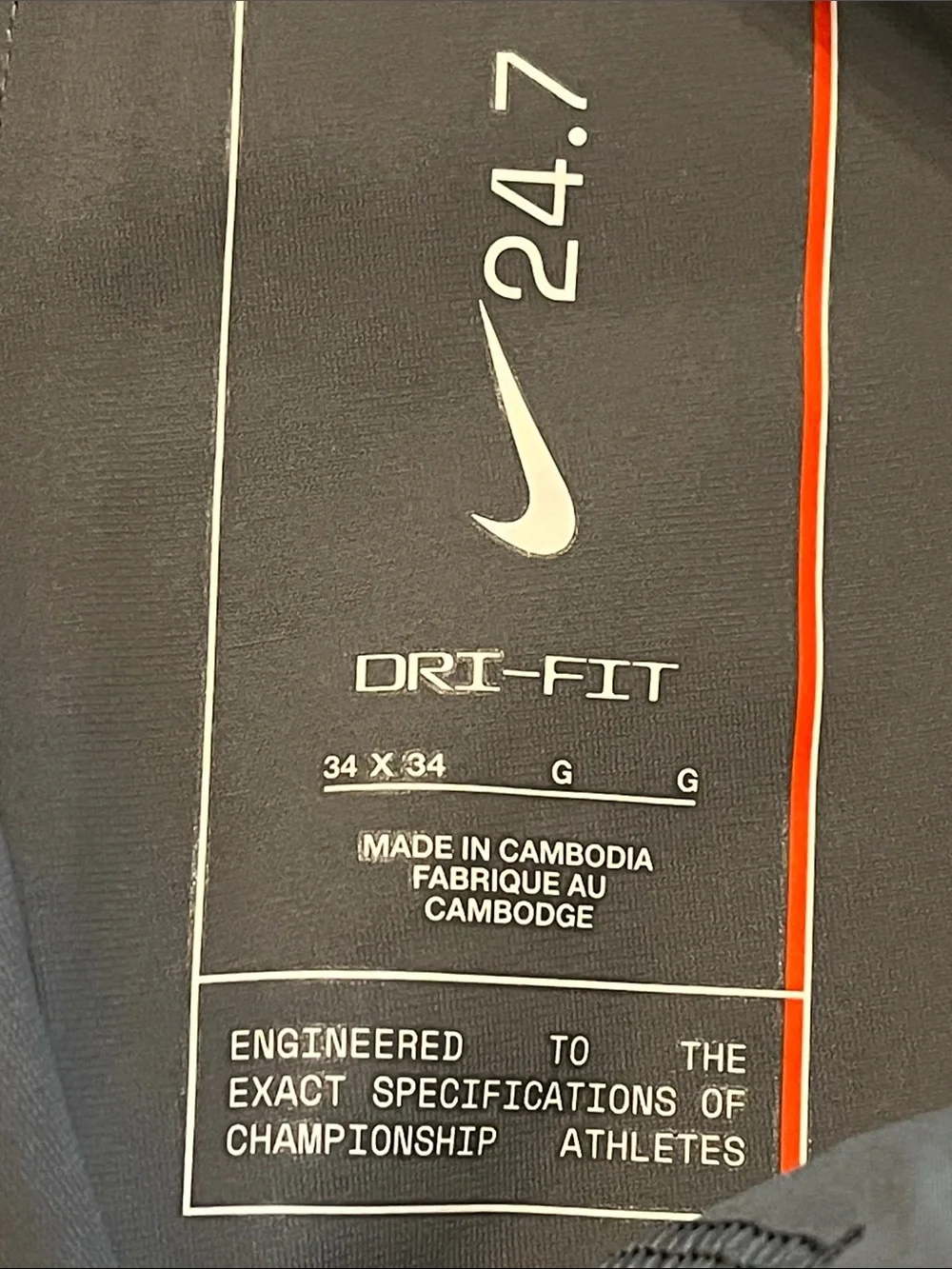 Nike 24.7 Perfect Stretch Pants Mens 34X34  Dri FIT  HQ6930-084 UV Gray $125